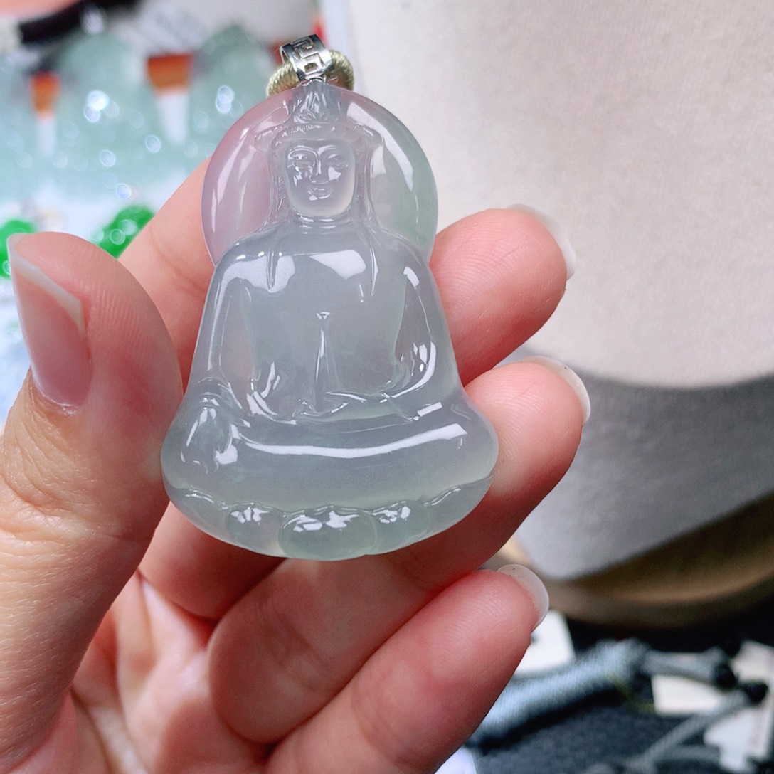 颈饰18K金镶嵌翡翠素衣