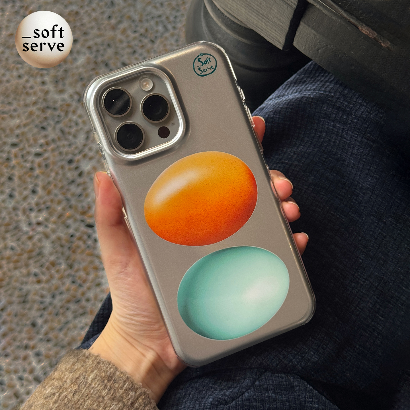 SoftServe柔软供应《金属鸡蛋》印花全包保护套高级液态金属硅胶