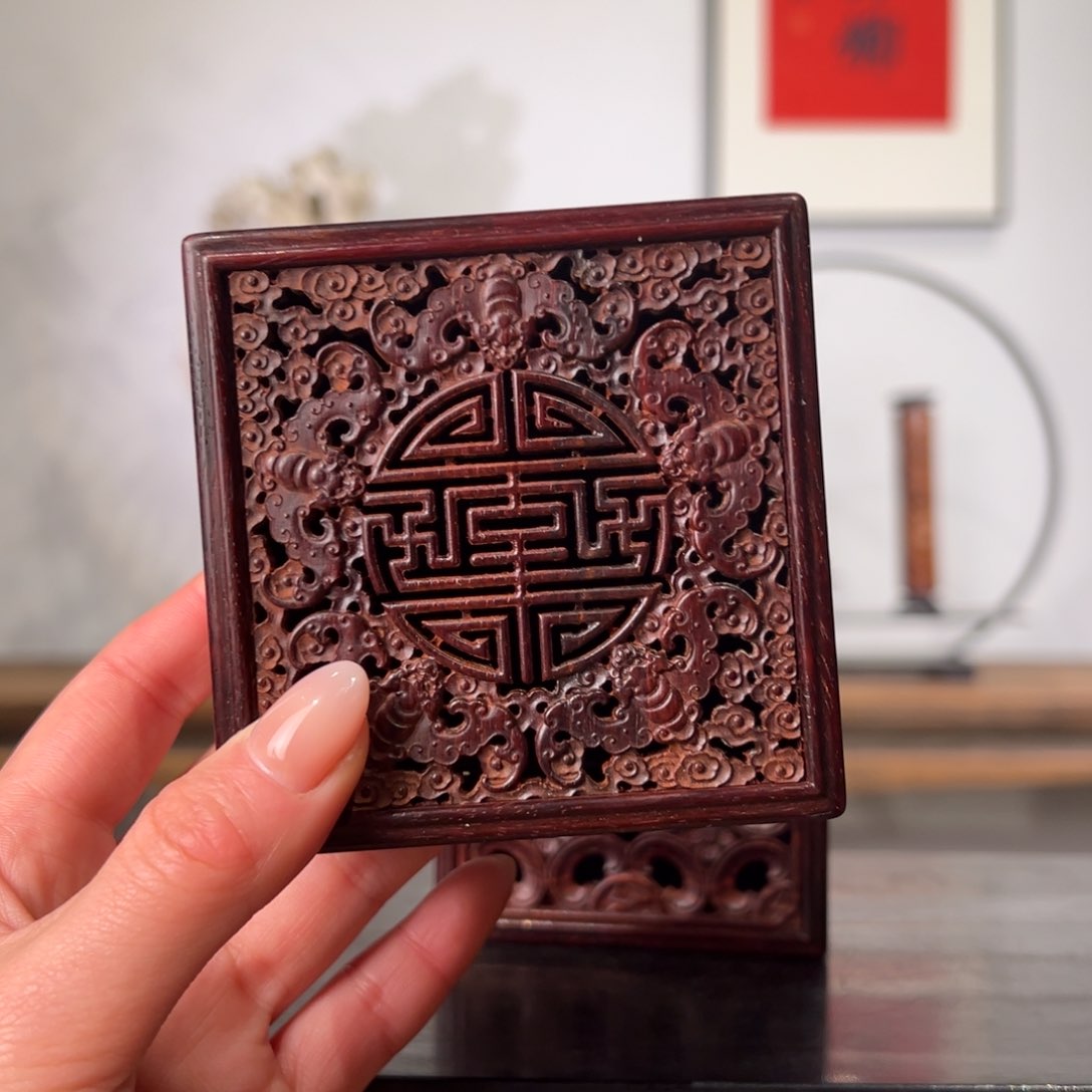 小叶紫檀香盒香道