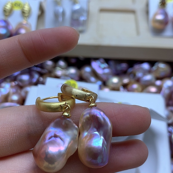 淡水珍珠耳饰银S925镶嵌御*螺