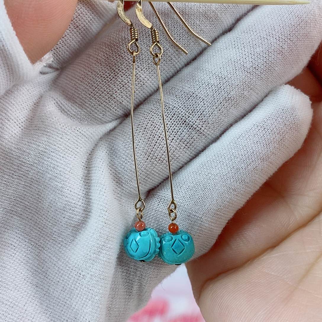 绿松石珠宝奇石银S925镀金镶嵌