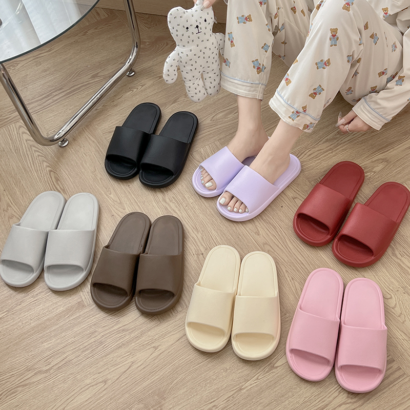 简约纯色防滑拖鞋女夏季情侣浴室洗澡厚底皮纹室内居家用凉拖鞋男