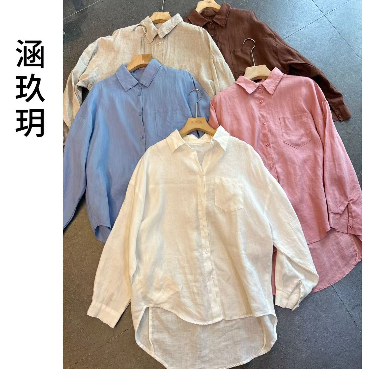 涵玖玥▪100%雨露麻【龟背衬衫】尖尖口袋休闲多色上衣梵-2026