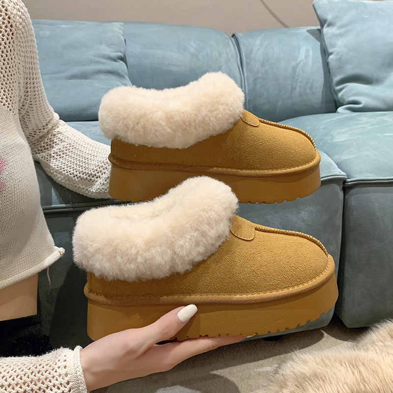 厚底内增高雪地靴女2024新款冬季加绒加厚外穿棉鞋保暖毛毛面包鞋