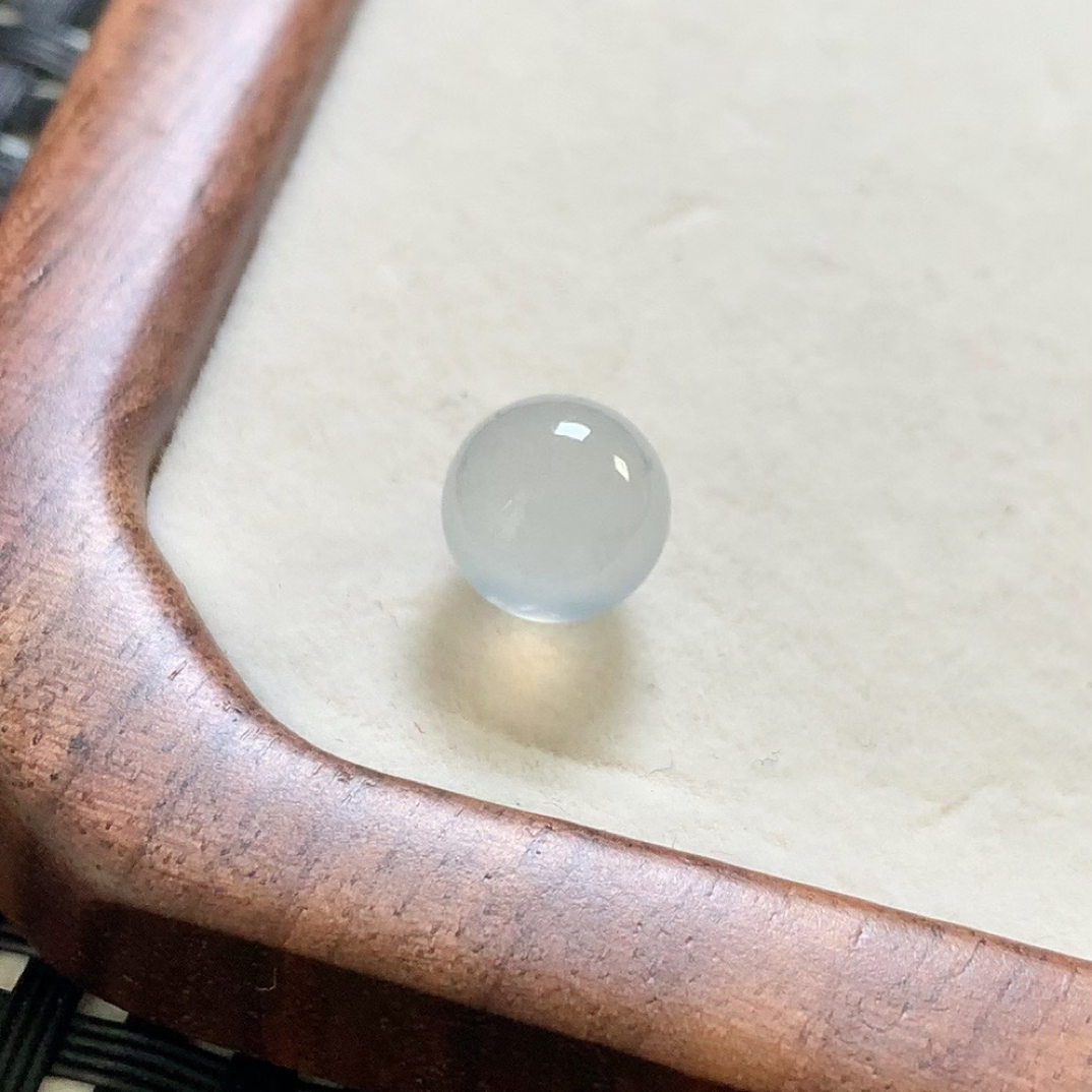 缅甸天然翡翠a货 白钢无孔圆珠玛卡龙配珠百搭