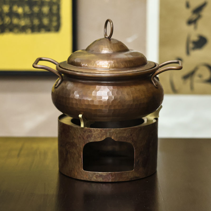 【福器】单人小火锅套装（铜锅+铜炉）（春喜铜0053）