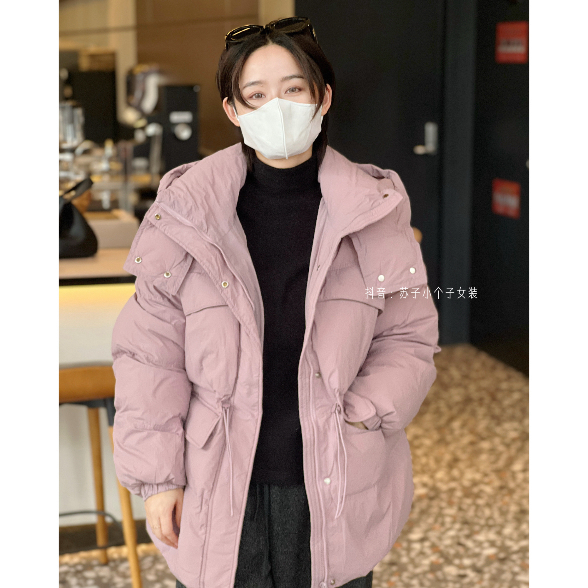 苏子自制【风铃紫】收腰羽绒服冬季加厚保暖韩版连帽中长款外套