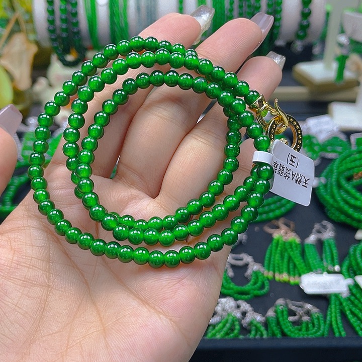 翡翠颈饰未镶嵌圆珠项链5