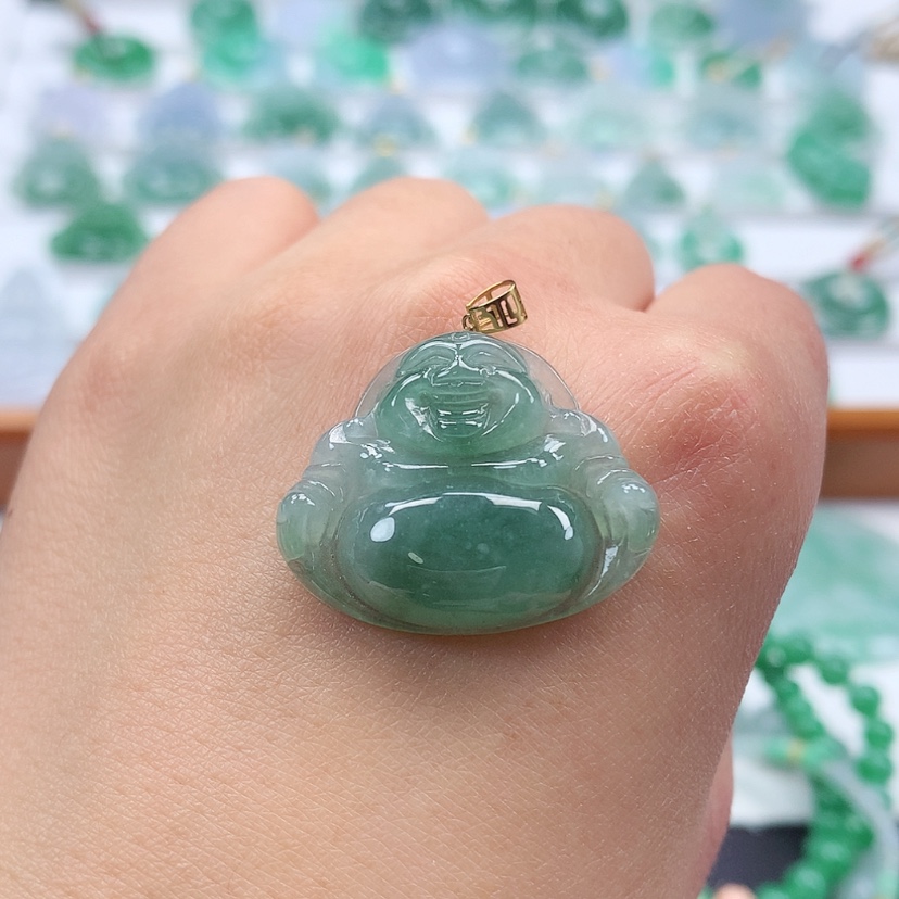 【闪购商品】翡翠吊坠(赠链)18K金镶嵌