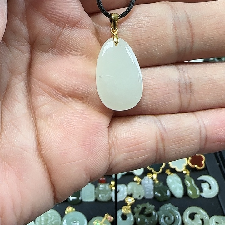 和田玉吊坠(不含链)银S925镶嵌