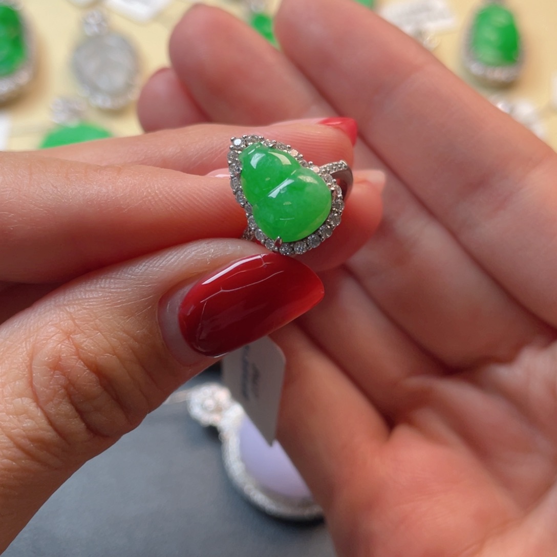 翡翠吊坠(不含链)银S925镶嵌戒指