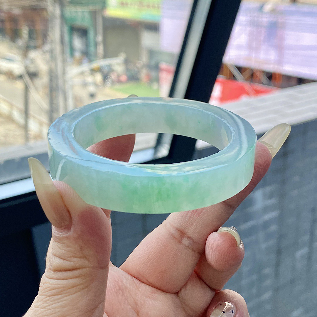 冰种冰胶透种老高端精美时尚优雅气质百搭女士翡翠玉石手镯定金1w