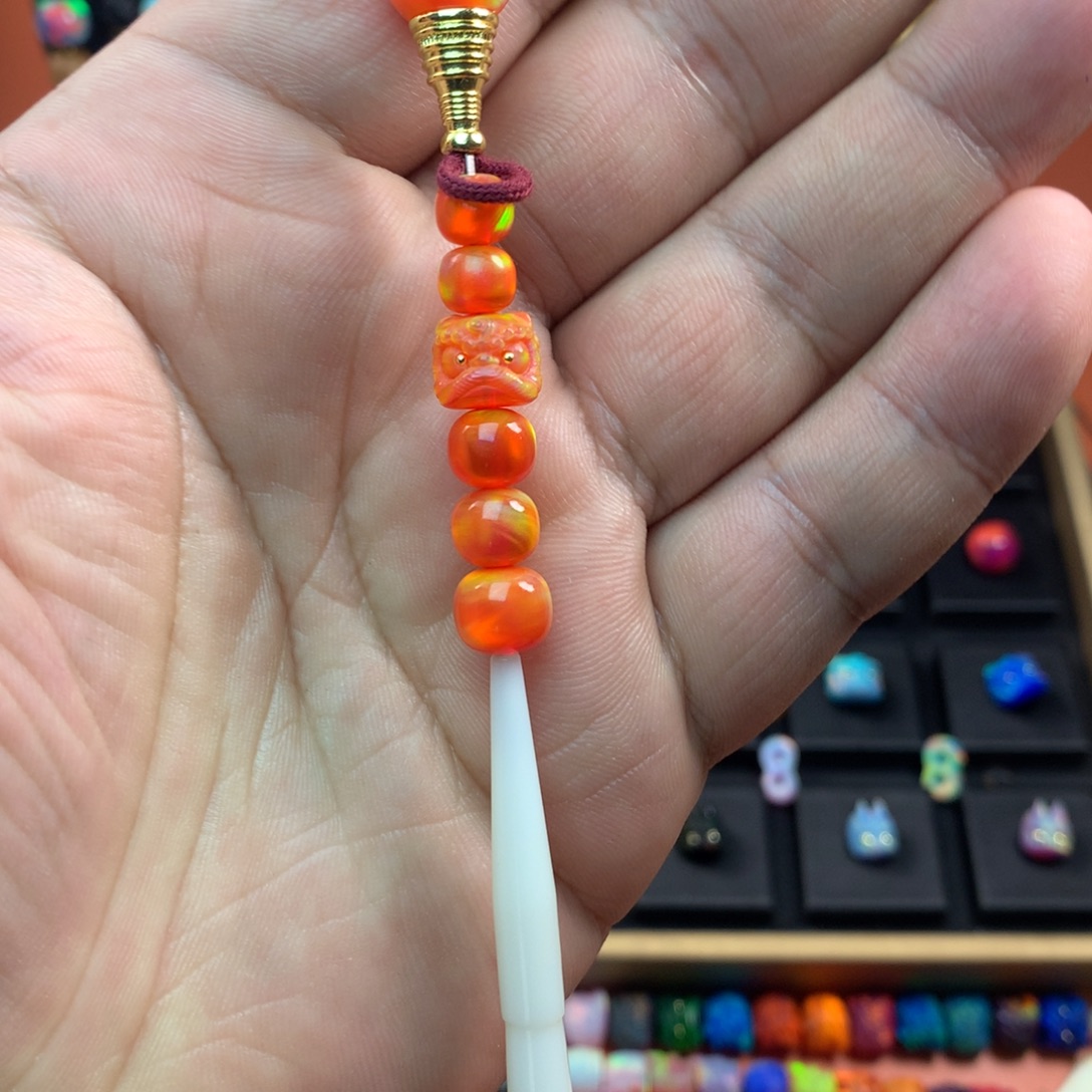 有***吗猫120202人工欧泊爱马仕橙柏香籽配饰一套