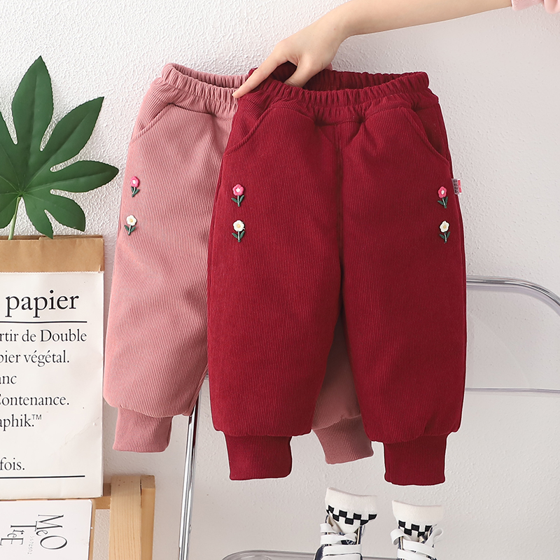 女童加绒裤子冬季加厚一体绒一条过冬2025新款洋气宝宝夹棉厚棉裤