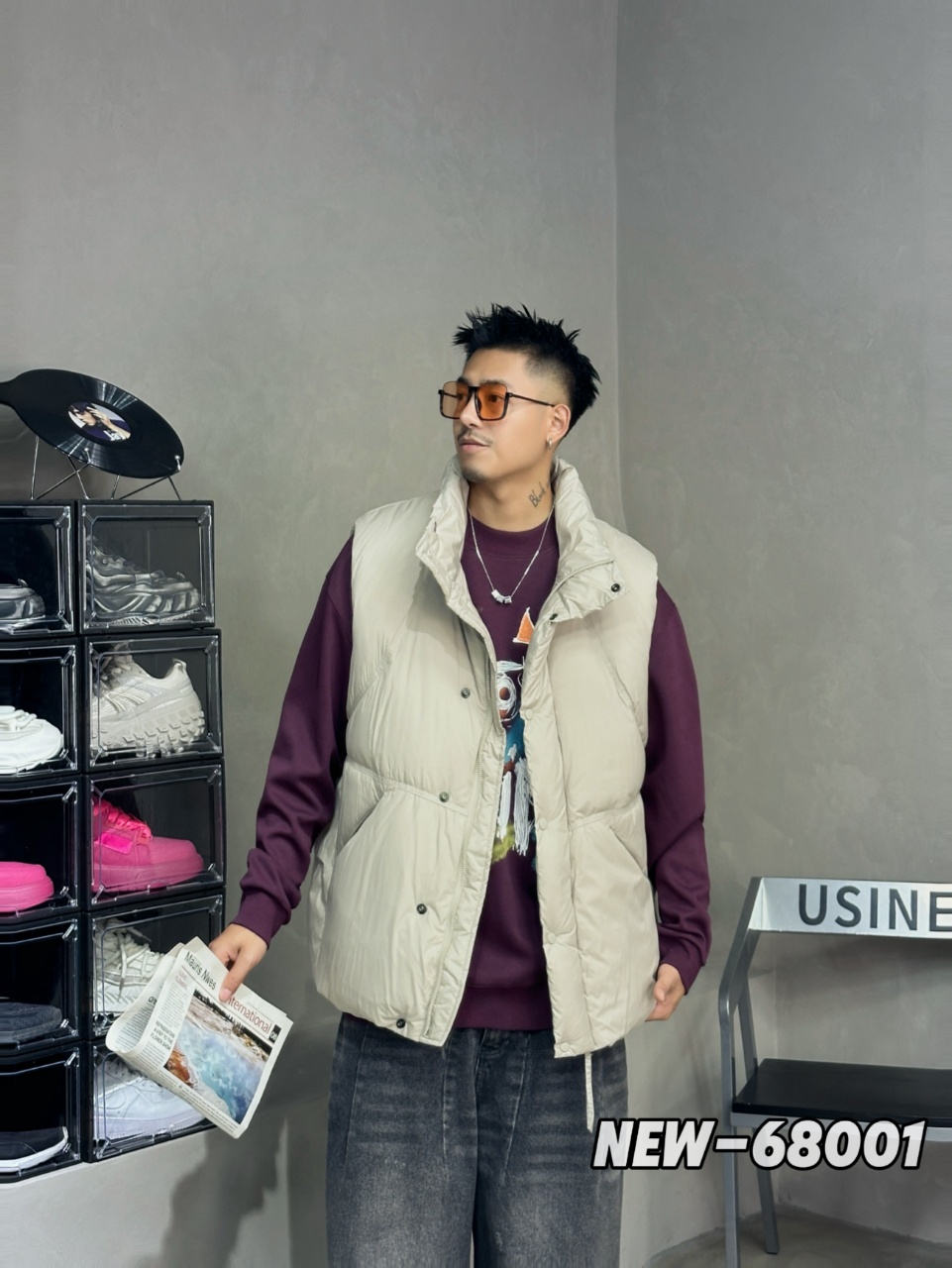 秋冬爆款时尚立领小众侧柜马甲-68001