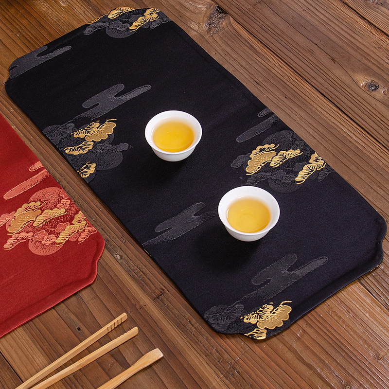 织锦云松小茶席中式禅意桌旗高端轻奢日式茶道台茶桌布茶壶茶盘
