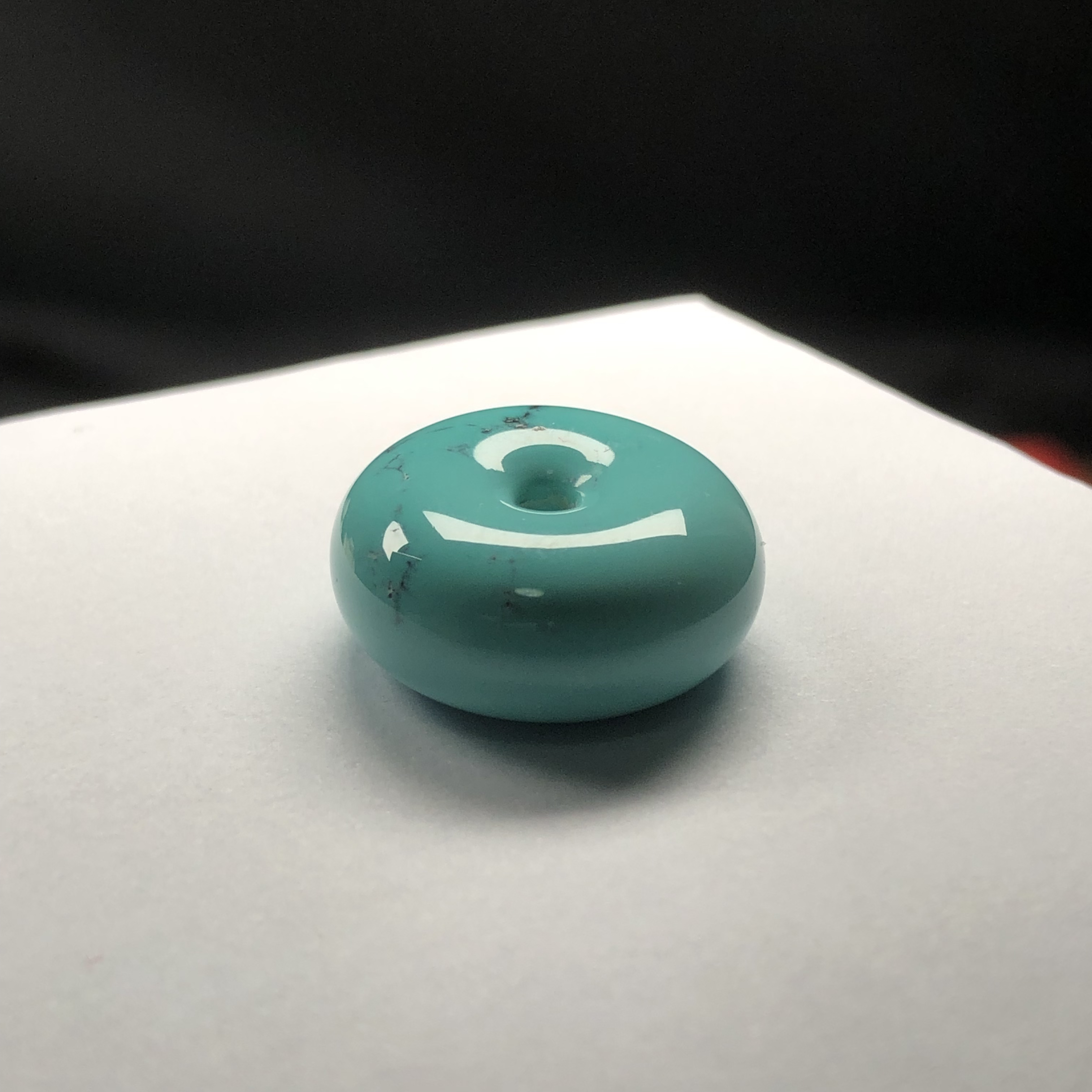 「鼎玉松石」天然无优化绿松石顶瓷瓷釉级水草纹平安扣 出地大