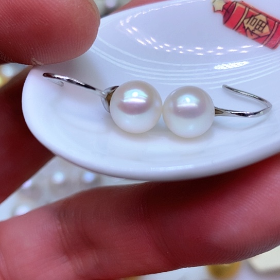 淡水珍珠耳饰银S925镶嵌