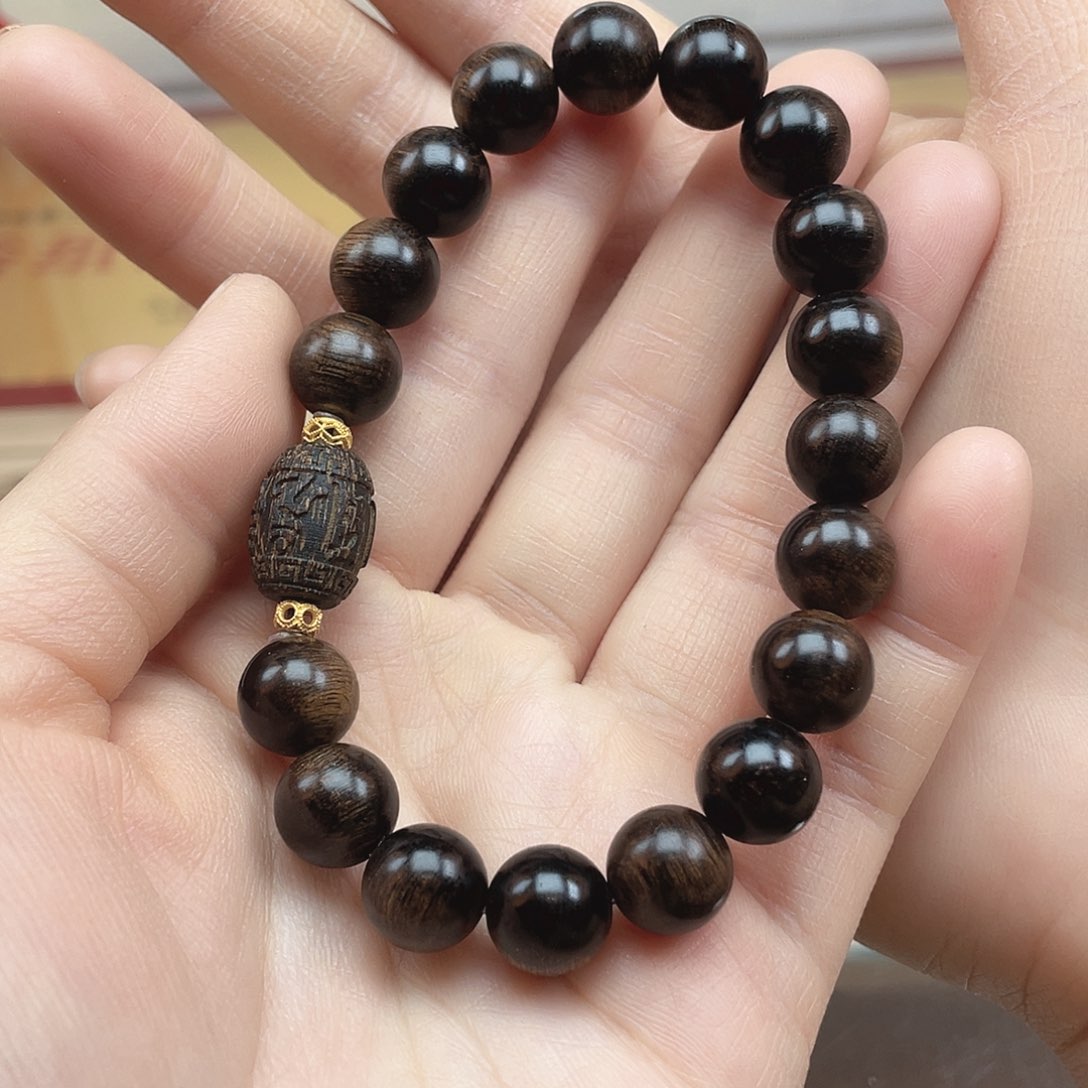 沉香手串越南芽庄白棋雷击缨子瘤疤玉化