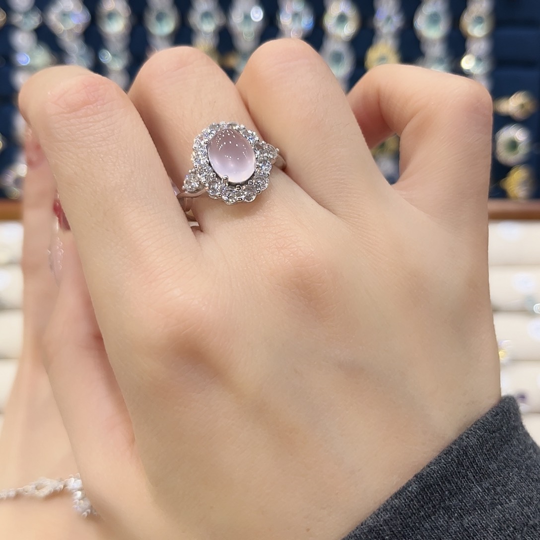 萤石女款银S925镶嵌戒指