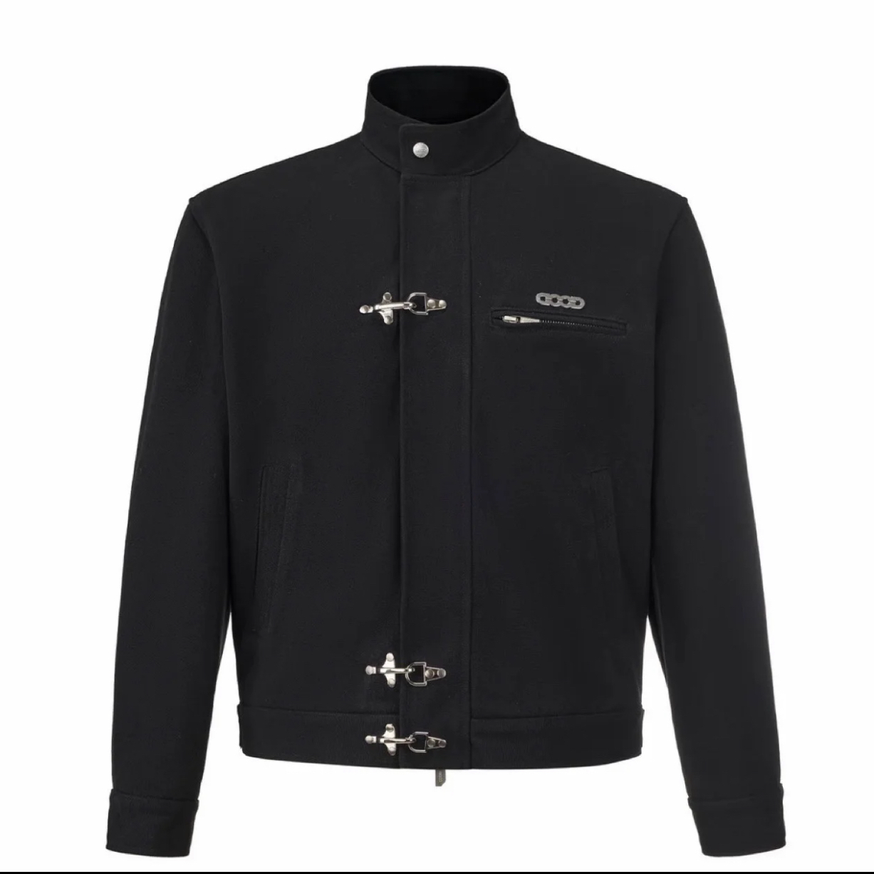 程相同款G0D2025ss银色钉珠飞机扣哈灵顿夹克男女同款