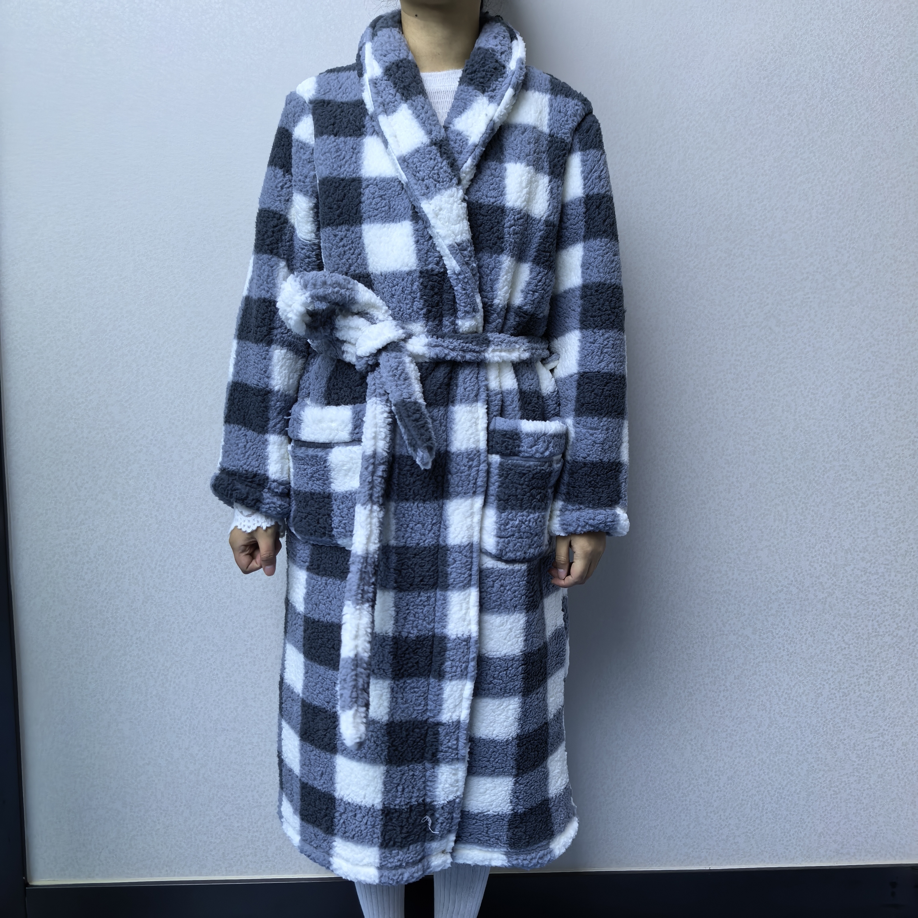 【粉紫纯色】情侣睡袍秋冬保暖柔软舒适中长款浴袍