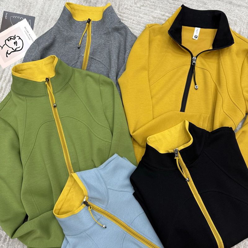 2025春季新品时尚百搭修身显瘦运动纯色拉链打底女士长袖上衣