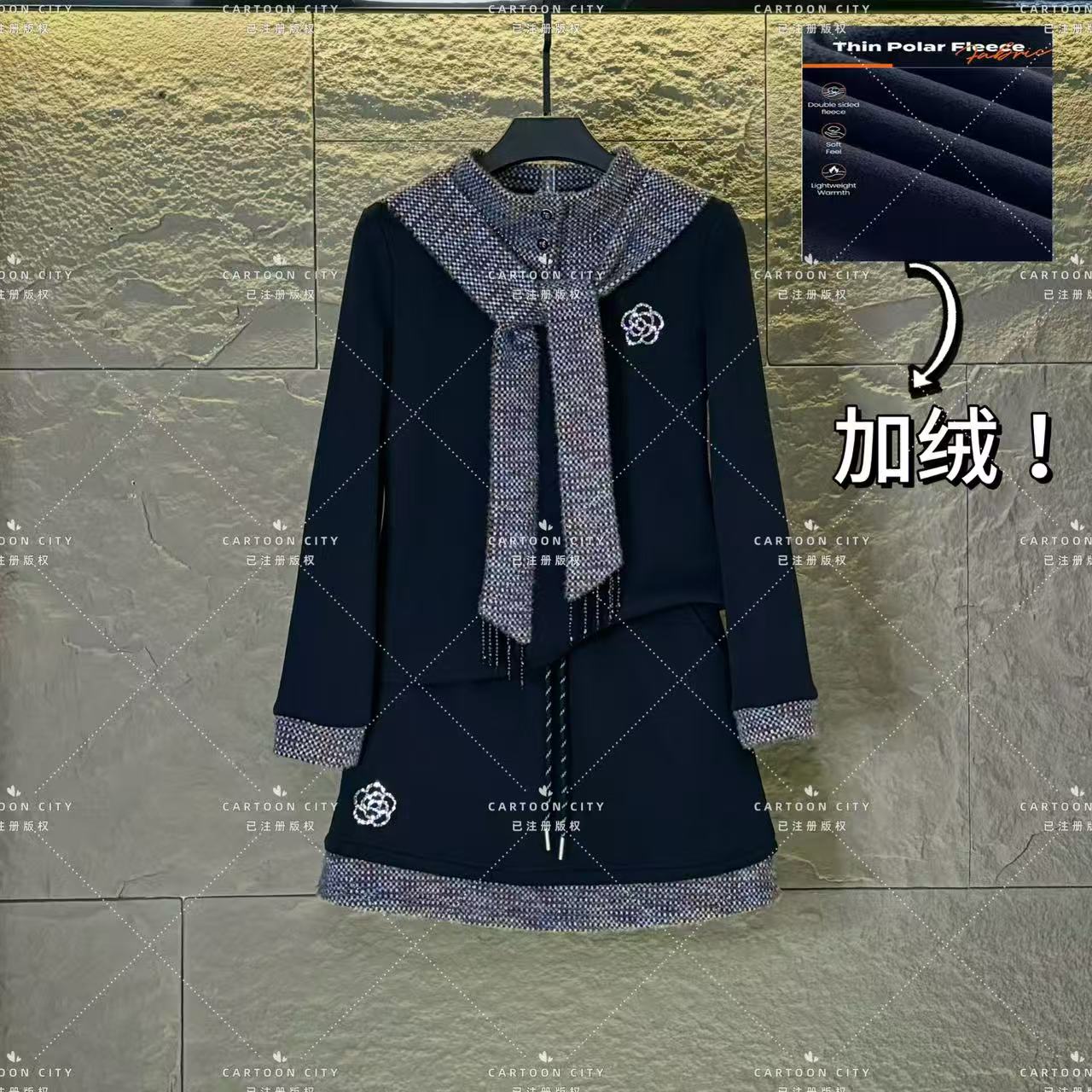 LLVD-B267【加绒】秋冬新品<减龄系列>长袖休闲重工卫衣套装两件