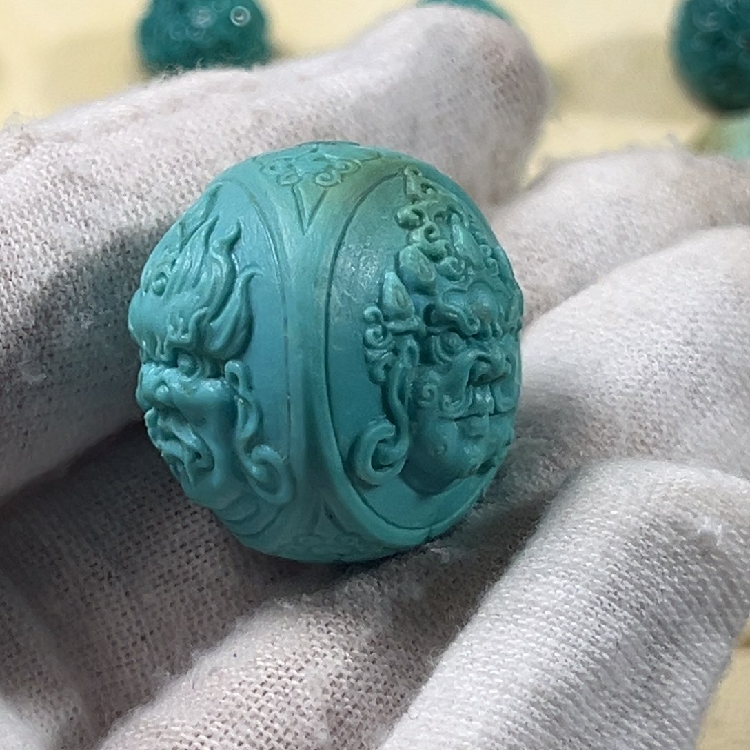 绿松石未镶嵌三面珠23+