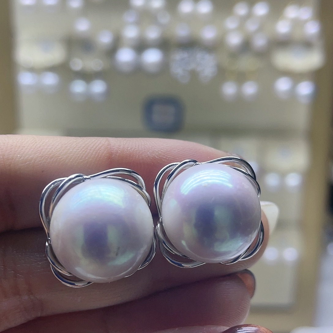 淡水珍珠耳饰银S925镶嵌