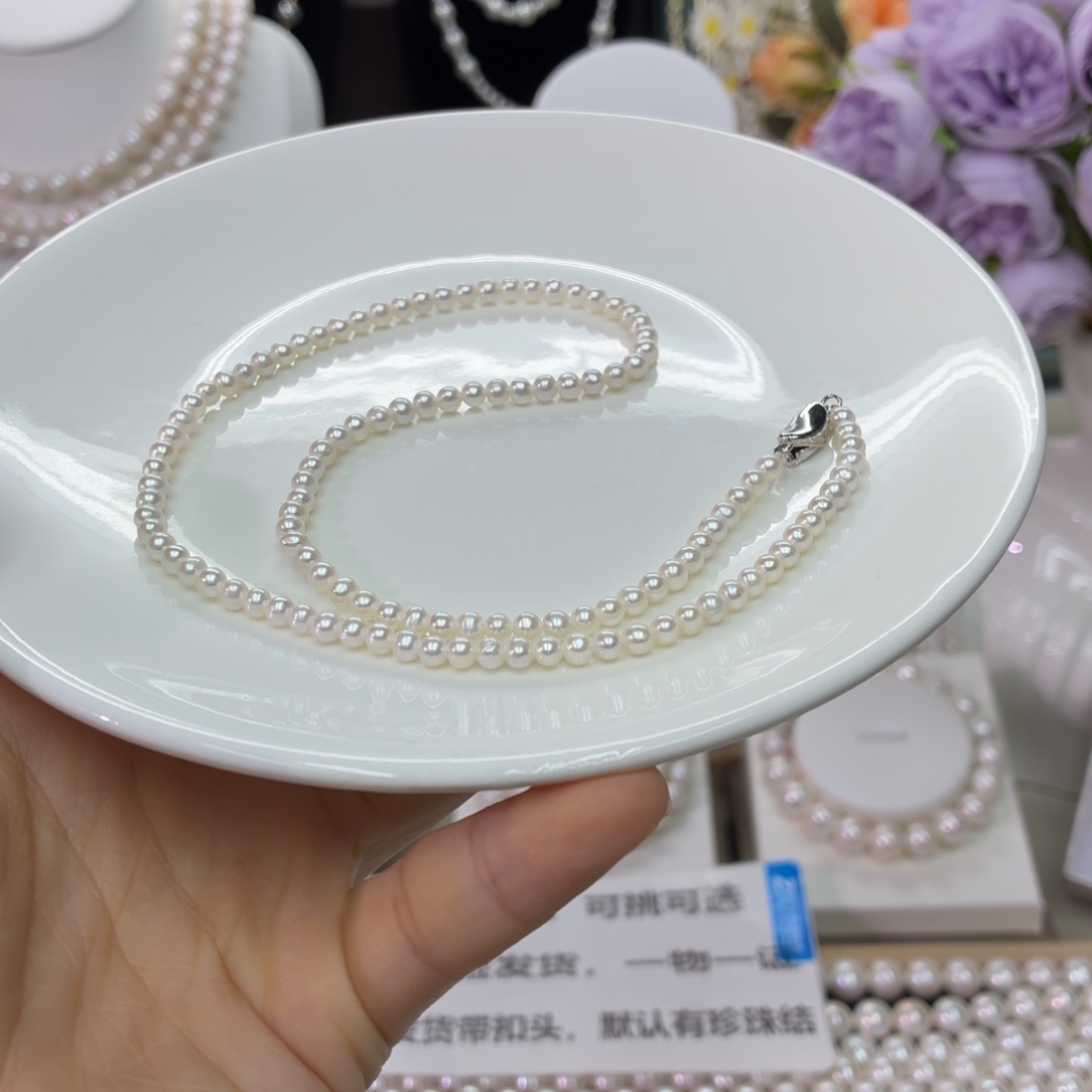 颈饰未镶嵌淡水珍珠4-4.5mm元宝扣