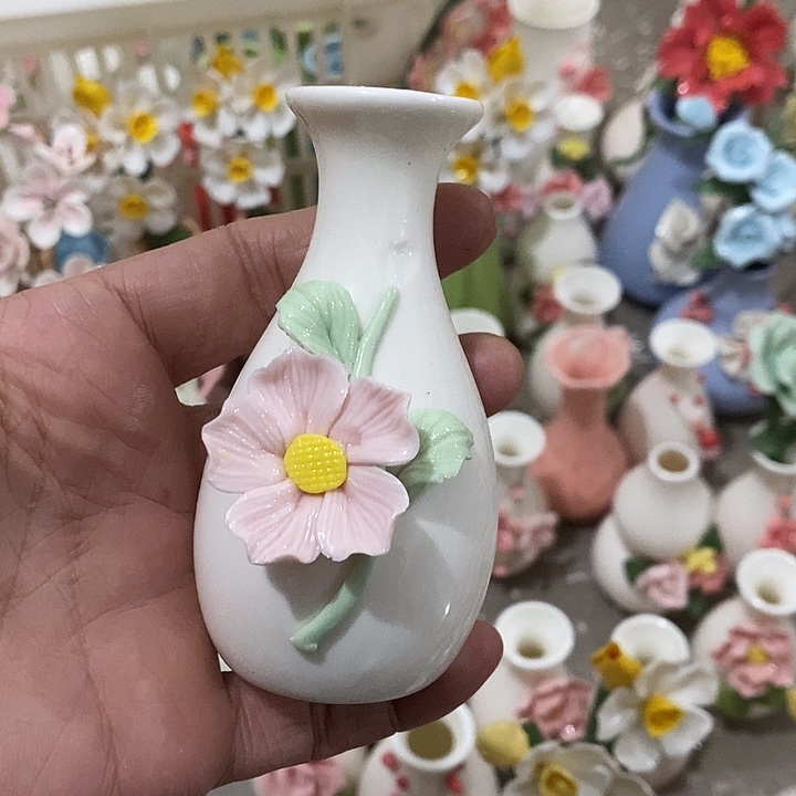 瓷片纯手工陶瓷花摆件瑕