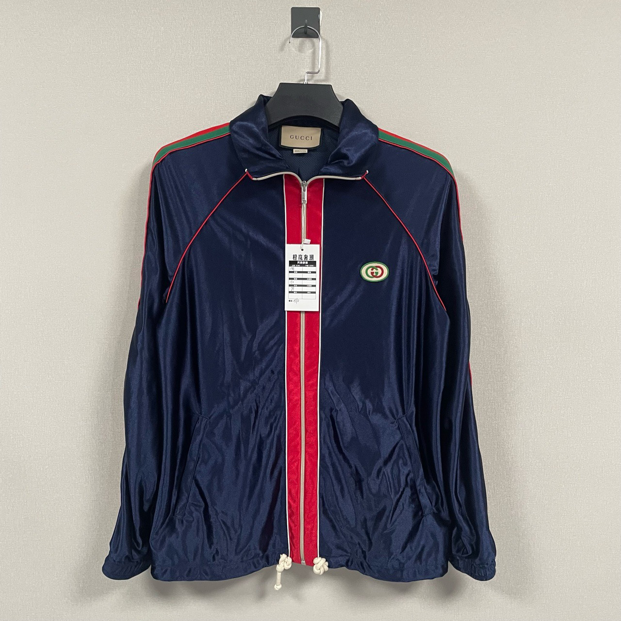 99新 GUCCI/古驰 新款双G刺绣条纹夹克/M码/价12600