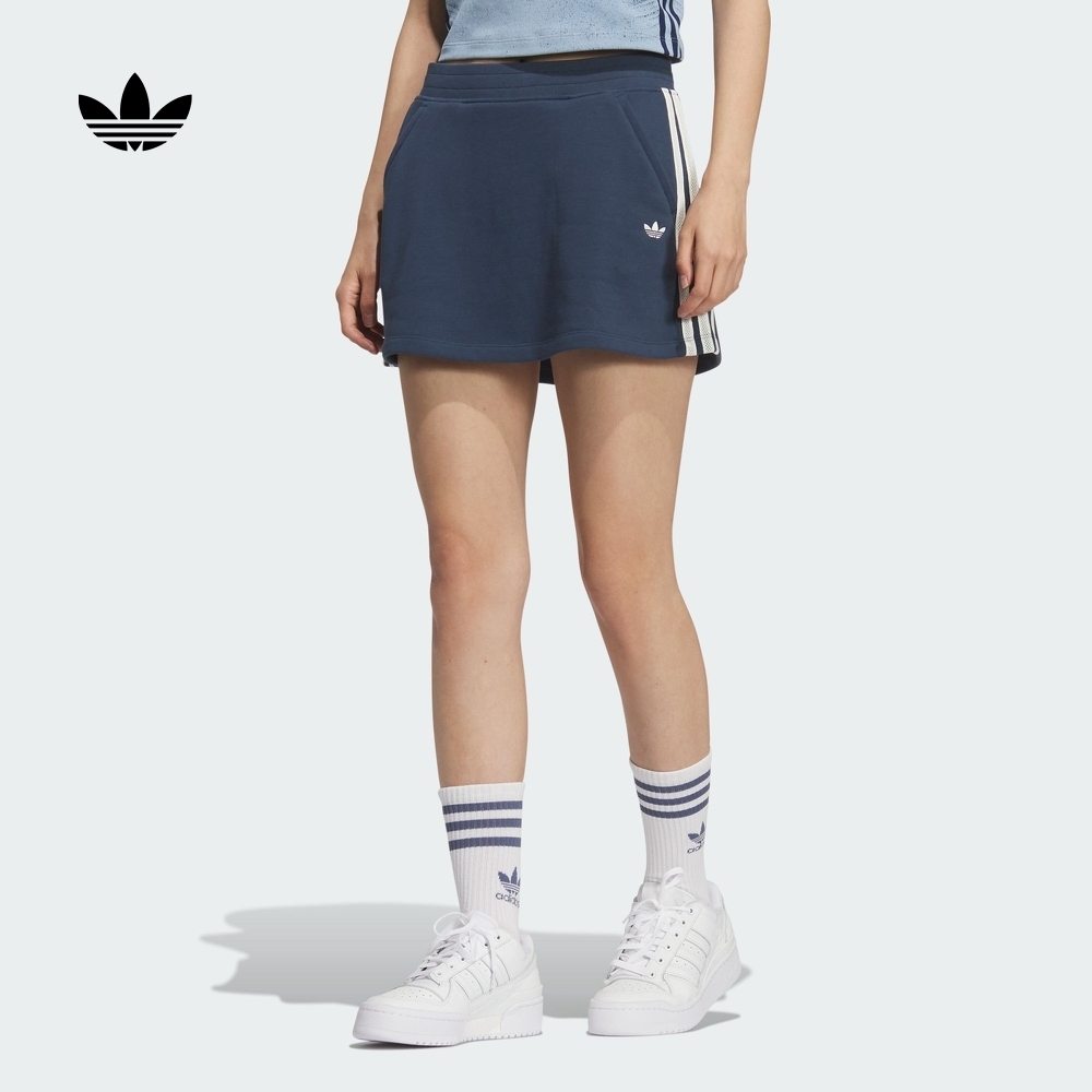 【滔搏联动】三叶草 休闲挺阔三条纹毛圈布修身短裙女款夏季 KG8475