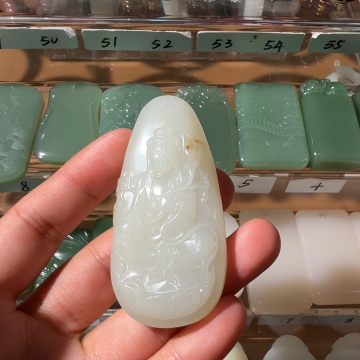 和田玉颈饰未镶嵌新疆和田玉天然真皮真色坐莲观音（活动价）