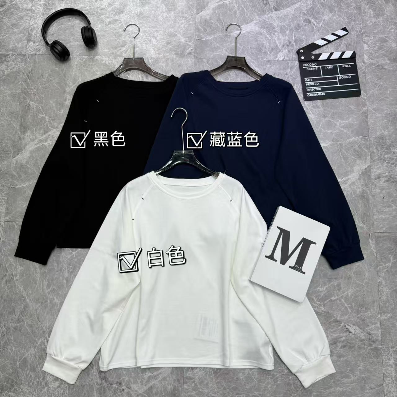 秋季新款 纯色圆领韩版长袖休闲风 显瘦百搭T恤衫