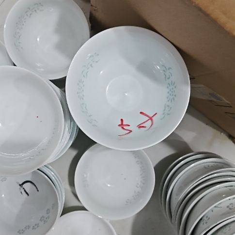 瓷玲珑青色5寸吃饭碗8个微瑕疵