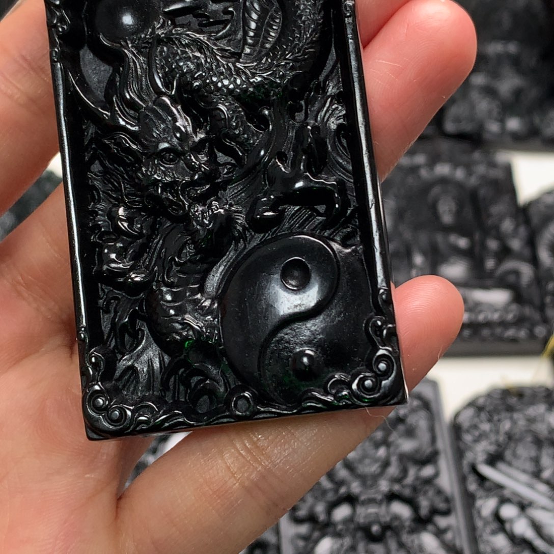 天然缅甸a货钢琴黑挂件