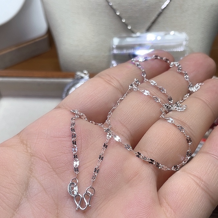 坠链均925银锆石蝴蝶足银链