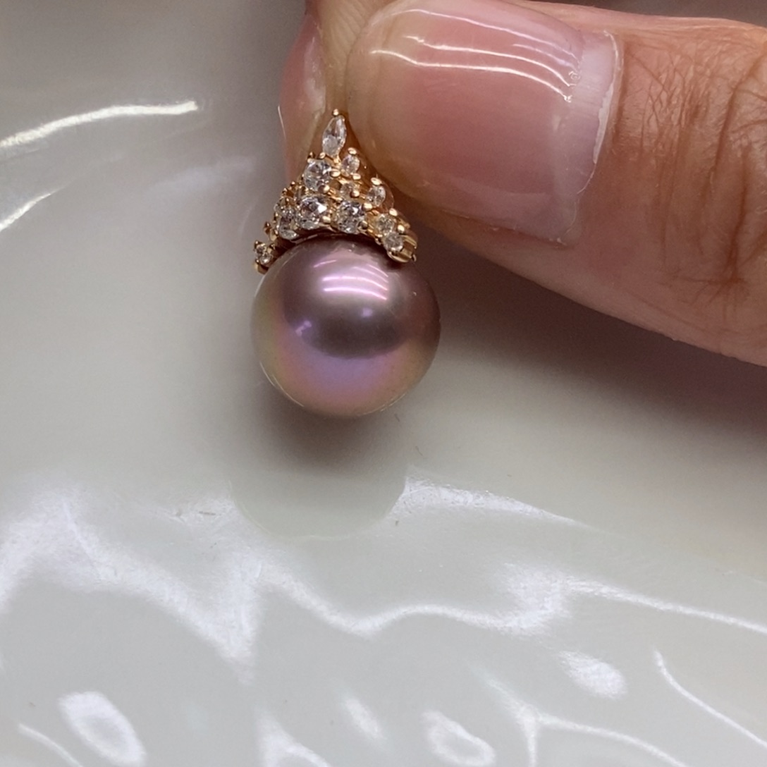 淡水珍珠银S925镶嵌吊坠(不含链)