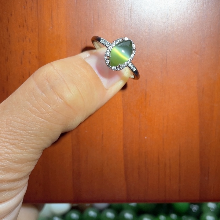 和田玉（碧玉）银S925镶嵌戒指