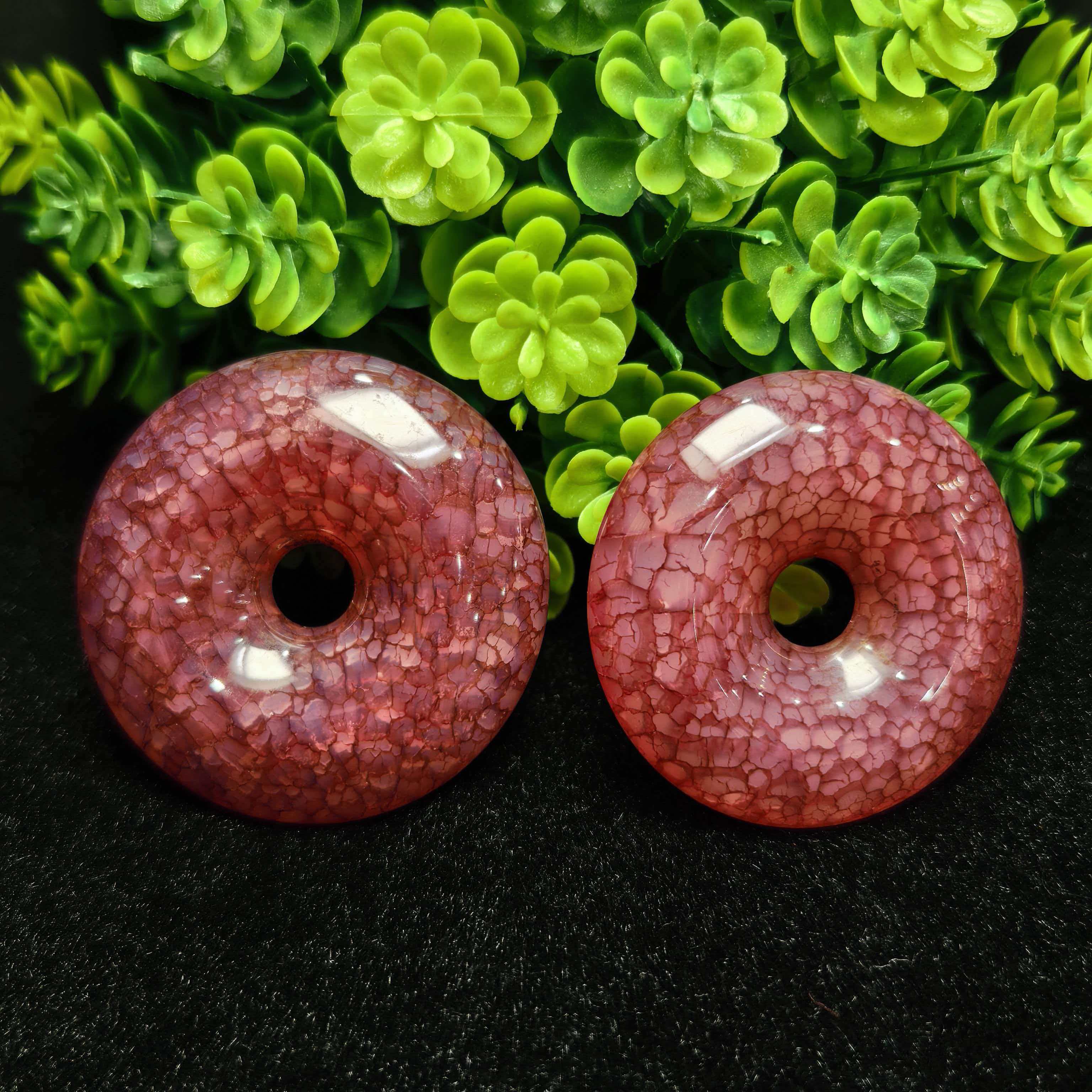 S1851【东齐珠宝】赤炎龍纹火陨玛瑙平安扣吊坠配绳-多样性只发一件