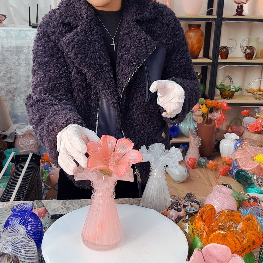 1短花1瓶不完美家悦琉璃工艺品福利不退不换