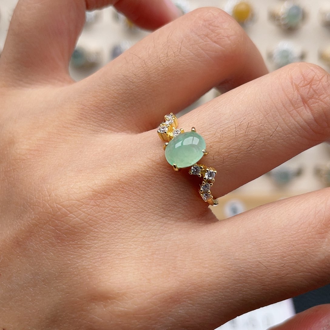 翡翠戒指银S925镶嵌1111