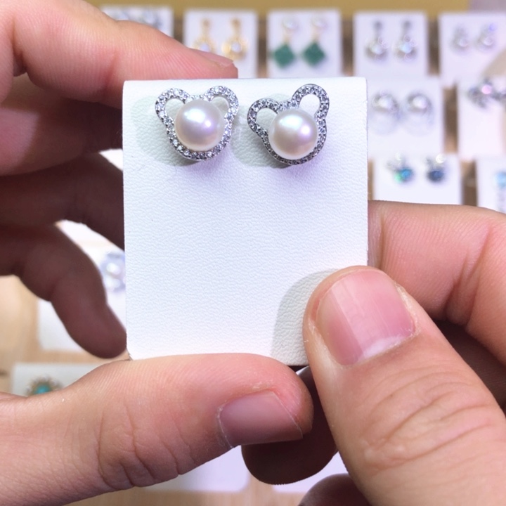 淡水珍珠耳饰银S925镶嵌