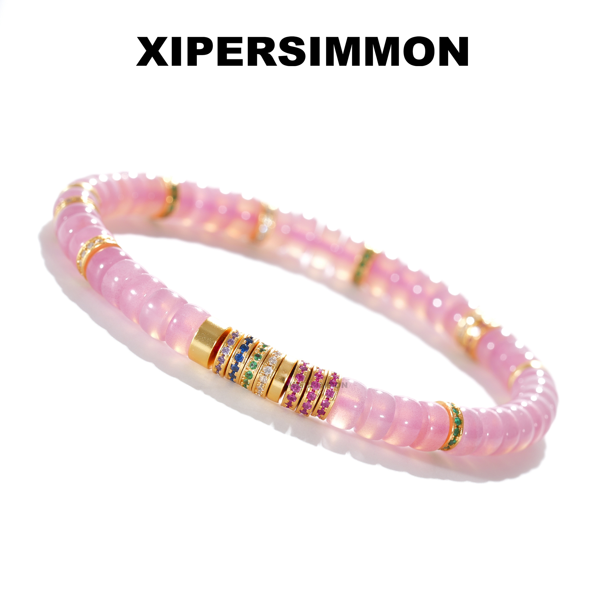 6mm粉糯手串/银配玛瑙高品爆朱砂满色精工直切设计款文玩盘玩