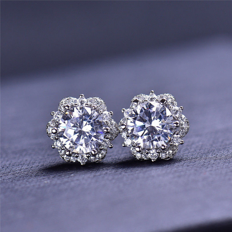 925银莫桑石银制品 【艾莎耳钉】奢华结婚经典简约百搭精致轻奢气质