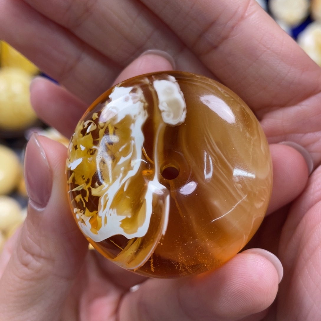 蜜蜡裸石未镶嵌琥珀蜜蜡平安扣吊坠