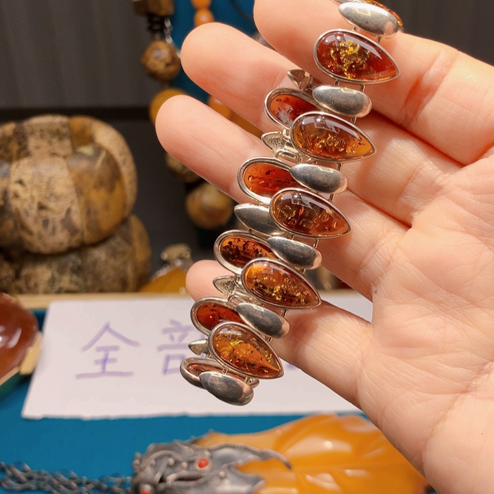 手链琥珀未镶嵌波兰设计款琥珀蜜蜡