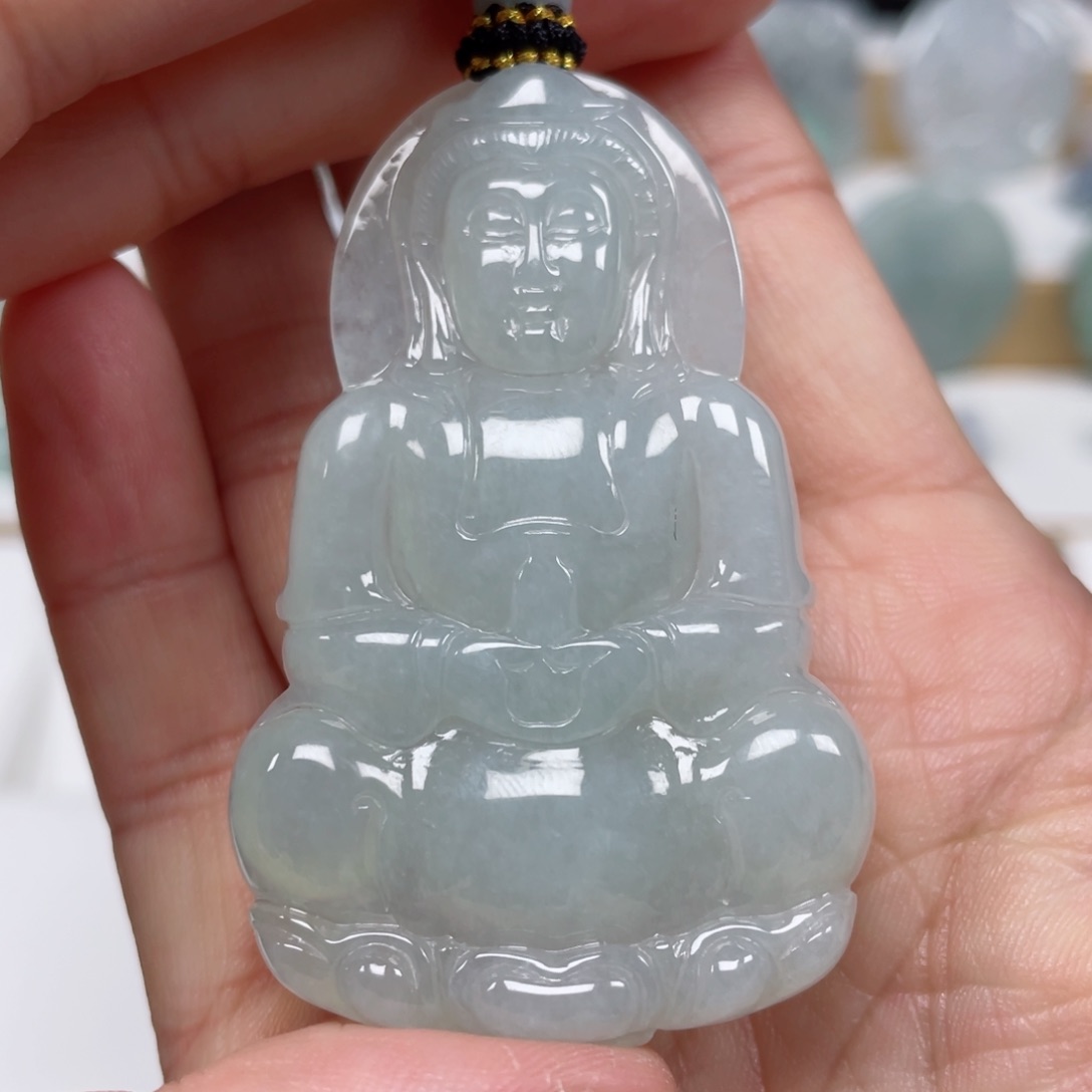 翡翠颈饰未镶嵌天然翡翠A货观音93号